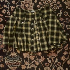 yellow and black button up skirt; medium